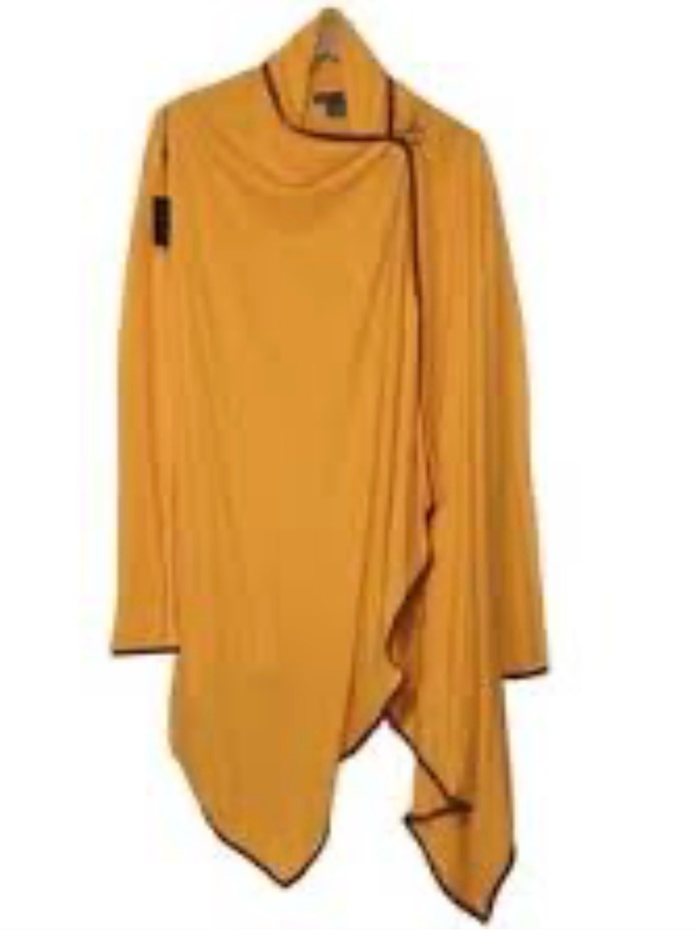 Ralph Lauren Blue Label Yellow Draped Cashmere Poncho that has sleeves